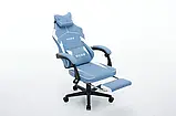 Комп’ютерне крісло із тканини з підніжкою і 2 подушками до 130кг DEUS EDGE СИНЄ, фото 4