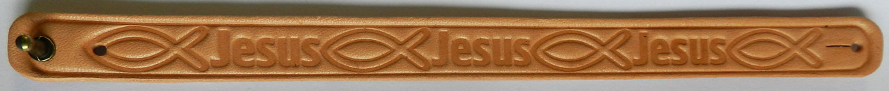 Браслет шкіряний: Jesus (рибка) №1