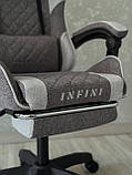 Крісло комп'ютерне із тканини + 2 подушки + підніжка Infini Core ГРАФІТОВО-СІРЕ, фото 8
