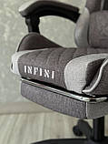 Крісло комп'ютерне із тканини + 2 подушки + підніжка Infini Core ГРАФІТОВО-СІРЕ, фото 9