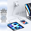 Швидкий мережевий зарядний пристрій 2 Type-C Pd і USB 65W для смартфонів планшетів Usams Fast Charger GaN US-CC110 3 порти, фото 5