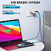 Швидкий мережевий зарядний пристрій 2 Type-C Pd і USB 65W для смартфонів планшетів Usams Fast Charger GaN US-CC110 3 порти, фото 7