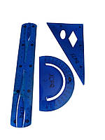 Набор гибких линеек: 1 угольник, транспортир и линейка 20 см