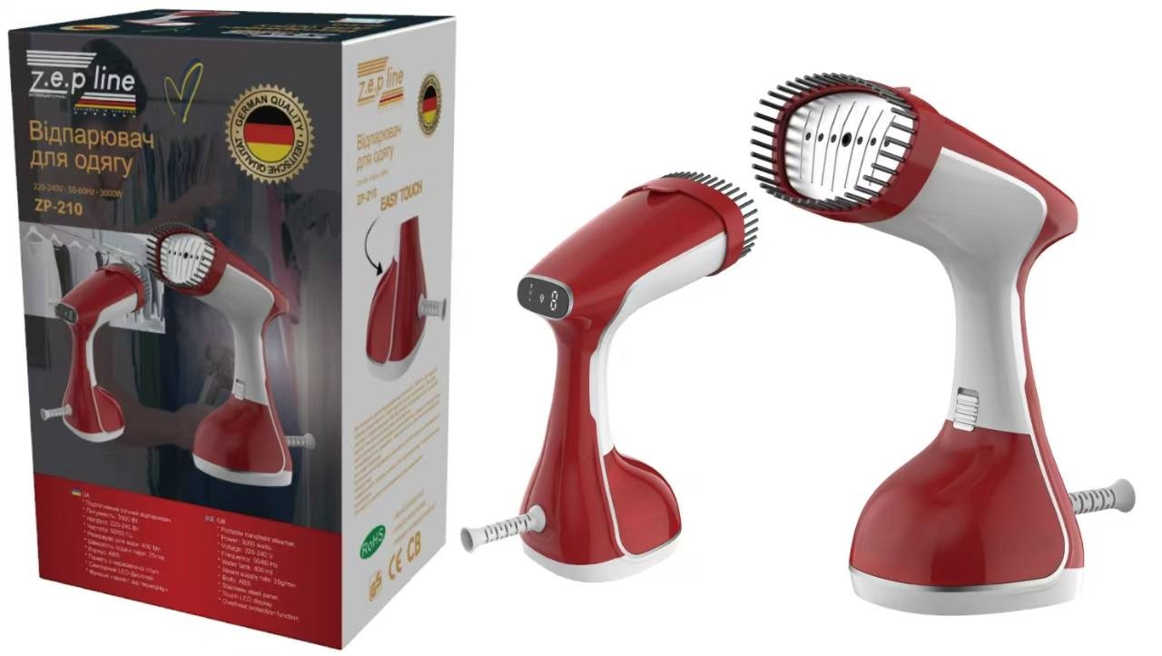 Вертикальний ручний відпарювач для одягу Zepline ZP-210 з сенсорним управлінням (Червоний)