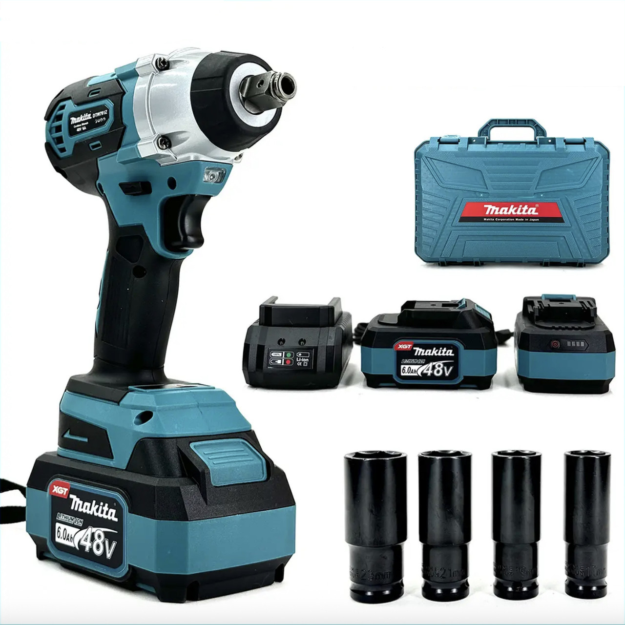 Безщітковий акумуляторний гайковерт DTW701Z (48V, 6AH) Потужний ударний гайковерт в кейсі, фото 1