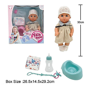 Пупс YL 2430 L-X п'є з пляшечки, ходить на горщик, заплющує очі, аксесуари, висота 30 см