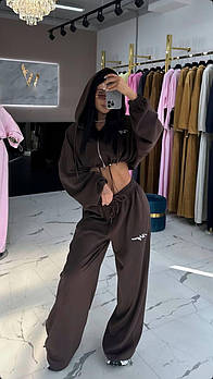 Жіночий демісезонний спортивний костюм з двонитки кофта на молнії і вільні штани