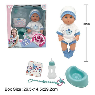 Пупс YL 2430 L-К п'є з пляшечки, ходить на горщик, заплющує очі, аксесуари, висота 30 см