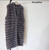 Хутряний жилет із хутра кролика 46-48р сірий