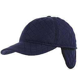 Чоловіча синя стьобана кепка з флісом і вушками "Плащовка" Розмір: 56- 60 (17121-2)