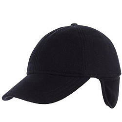 Чоловіча чорна кашемірова кепка з флісом і вушками Розмір: 56- 60 (17122)