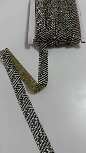 Стразова стрічка, срібні і чорні камінці, ширина 2 см