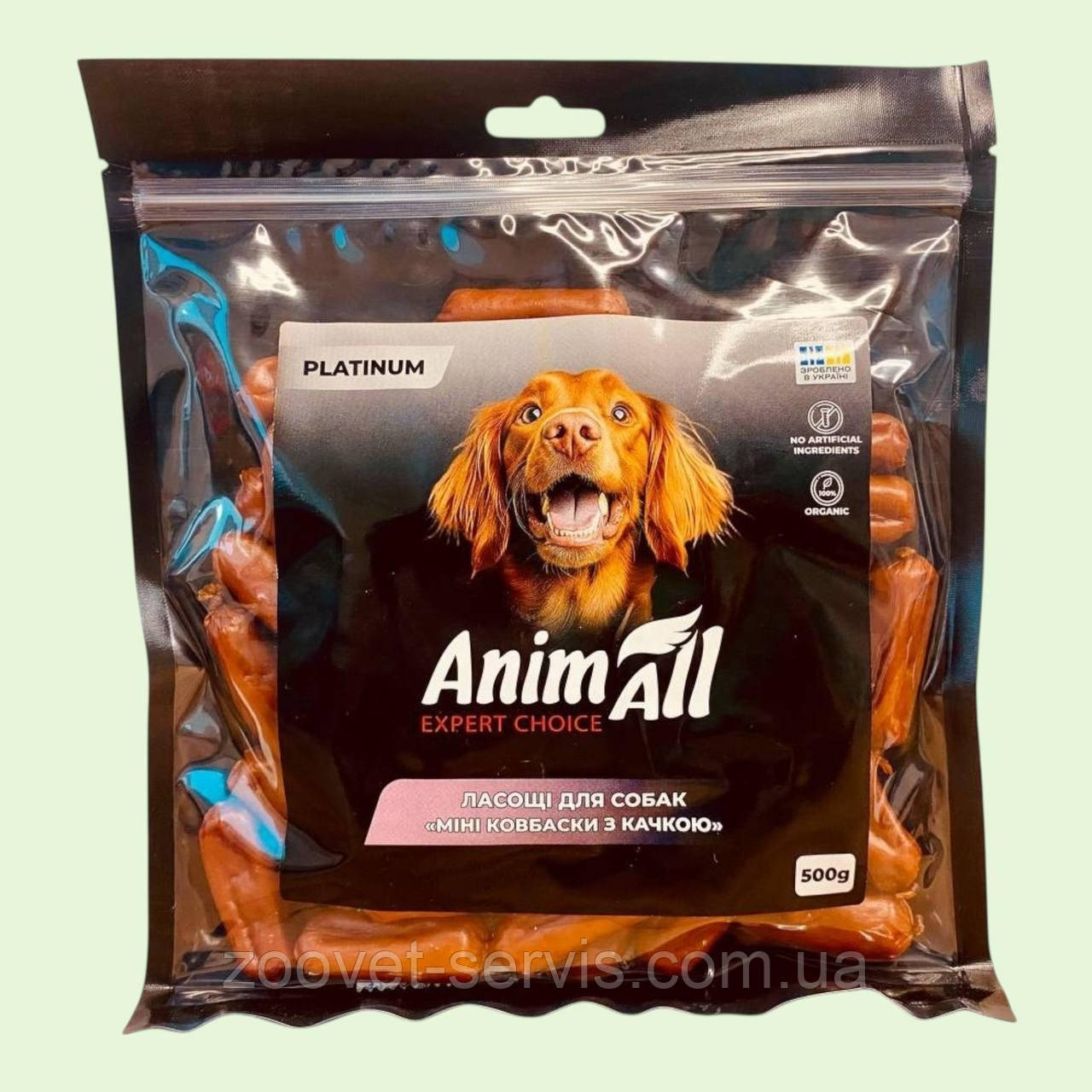 Ласощі д/собак міні ковбаски/качка Анімал 0,5кг, фото 1