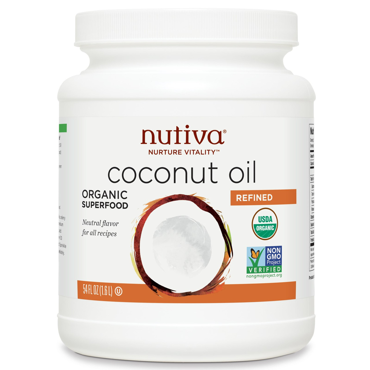 Органічна рафінована кокосова олія Nutiva, (їстівна), 1.6 л