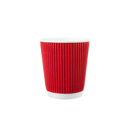 Стакан Гофрований “U” (Ripple) 175мл ЄВРО - Червоний (30шт.), 28уп./ящ. (кр-71), фото 1