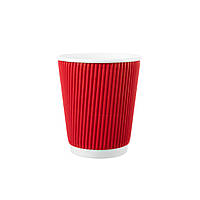 Стакан Гофрований “U” (Ripple) 250мл ЄВРО - Червоний (25шт.), 20уп./ящ. (кр-80)