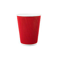 Стакан Гофрований “U” (Ripple) 350мл ЄВРО - Червоний (25шт.), 20уп./ящ. (кр-90)