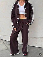 Костюм спортивний жіночий гарний молодіжний якісний із тринитки кардиган і штани з лампасами
