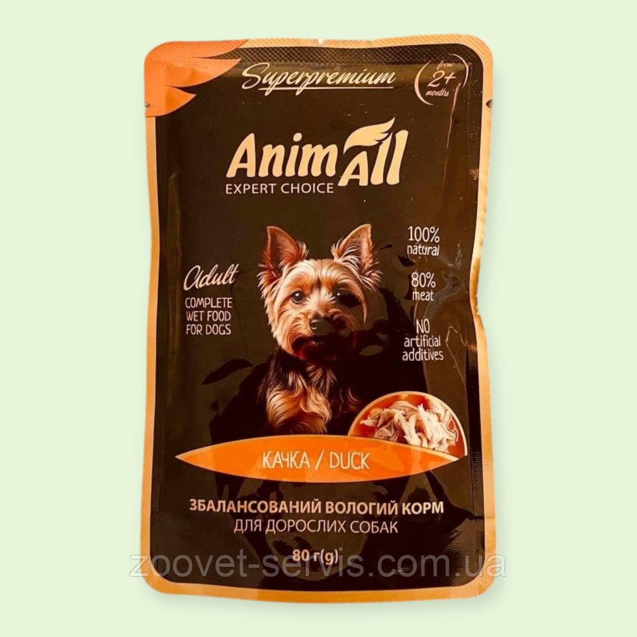 AnimAll Вологий корм пауч Качка смачне та корисне частування для собак і цуценят старше 2 місяців!, фото 1