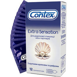 Презервативи Contex Extra Sensation з крупними крапками та ребрами 12 шт. (5052197051506) - оригінал