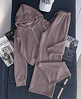 Костюм спортивний жіночий базовий однотонний повсякденний на блискавці осінній двонитка кофта та штани арт 309ст