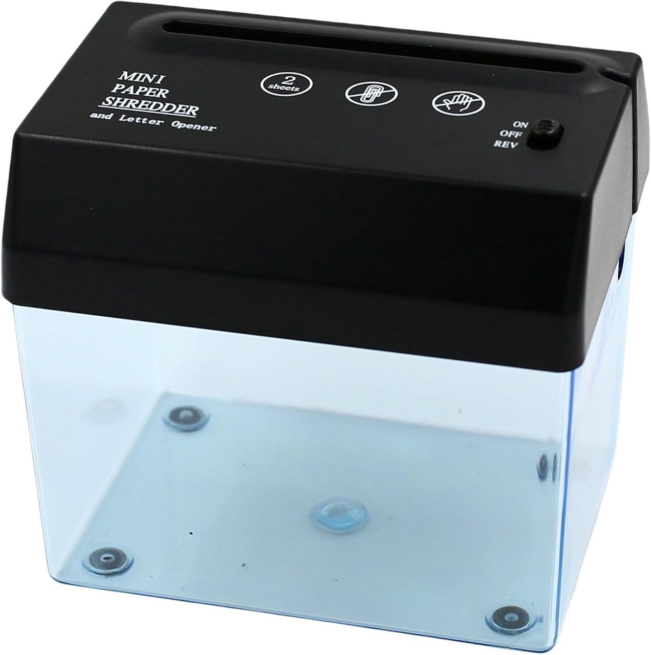 Компактний знищувач документів USB - міні шредер для офісу та будинку, чорний, фото 1