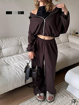 Якісний жіночий спортивний костюм з тринитки вільного крою