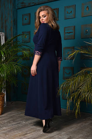 Красива синя сукня міді 64 розміру приталена креп-дайвінг, фото 3