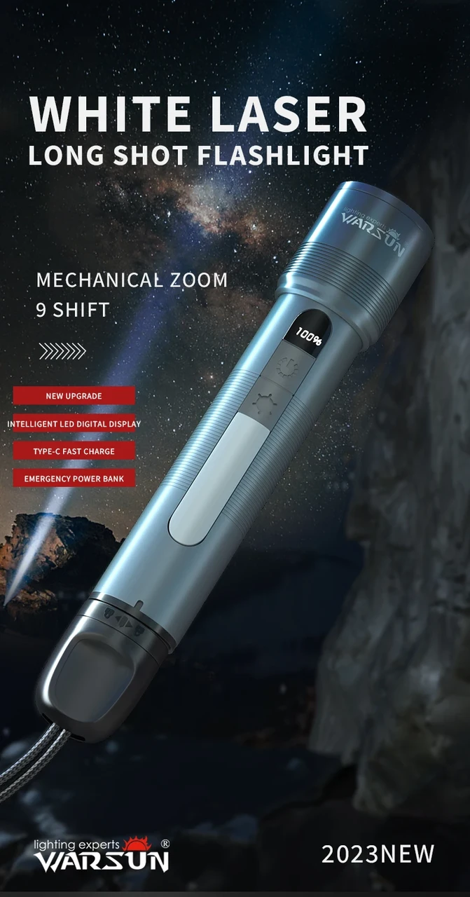 Cвітлодіодний ліхтарик з літієвою батареєю WARSUN 1000 лм, фото 1