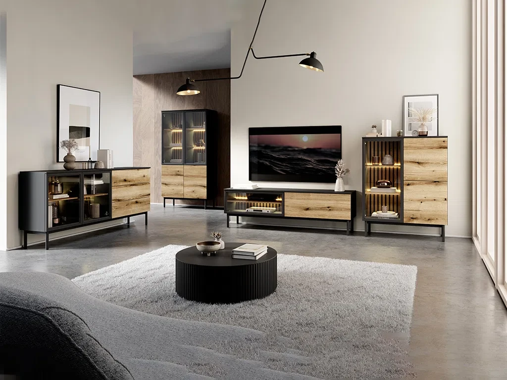 Набір меблів для вітальні Lang, дуб Евок/чорний, фото 1