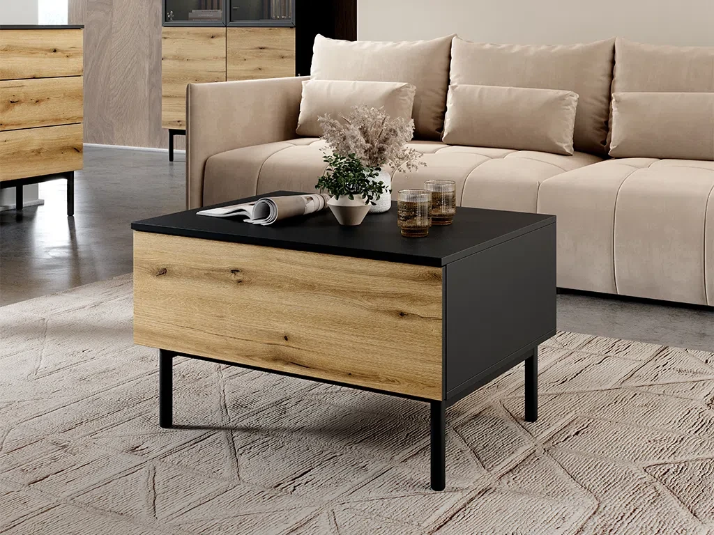 Стіл журнальний Lang G 1S, дуб Евок / чорний, фото 1