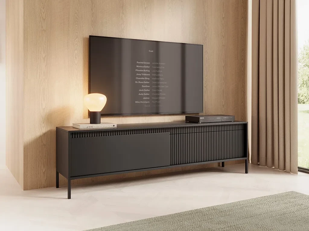 Тумба під телевізор Senso E 187 2D, чорний графіт, фото 1