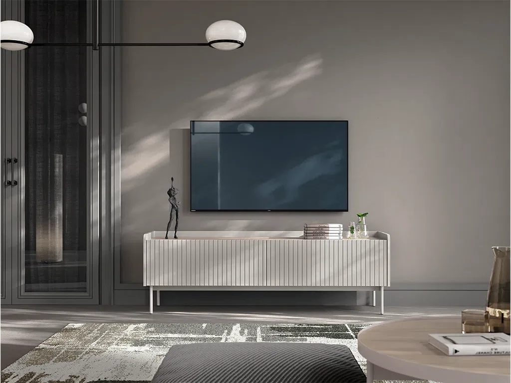 Тумба під телевізор Level D 153 2D, бежевий / дуб скандинавський, фото 1