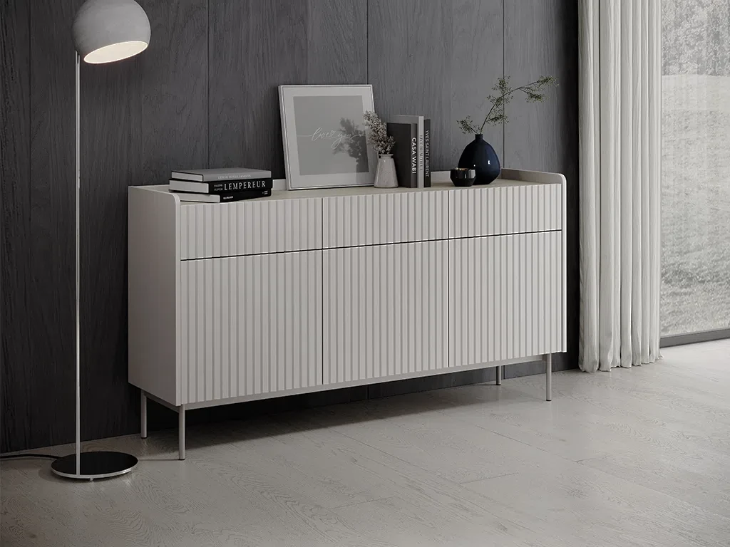 Комод Level B 153 3D3S, бежевий / дуб скандинавський, фото 1