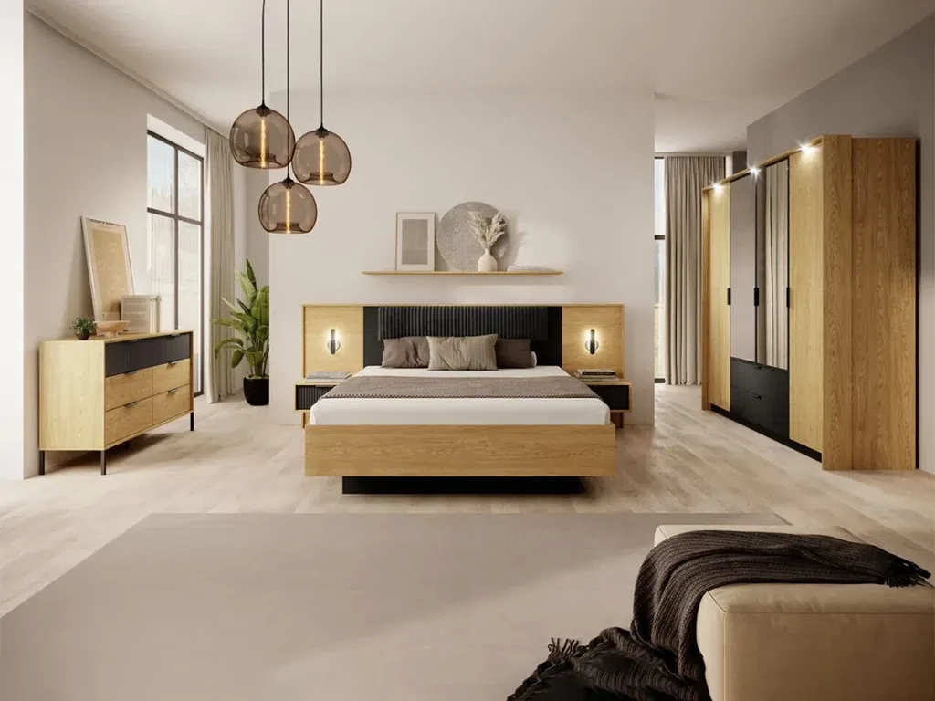 Спальний гарнітур Baltic I, дуб Балтик/чорний, фото 1