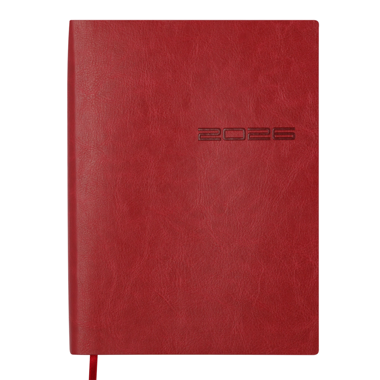 Щоденник датов. 2026 IDEAL, A5, червоний, штуч. шкіра