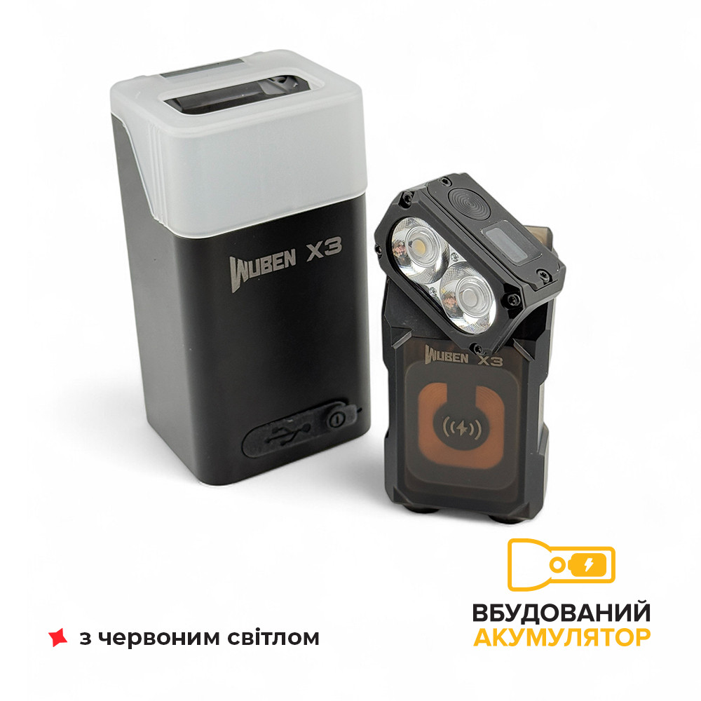 Ліхтар Wuben Lightok X3 Owl EDC Black + Aluminum Charging Box, фото 1