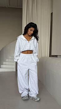 Жіночий спортивний костюм з двонитки укорочена кофта і штани