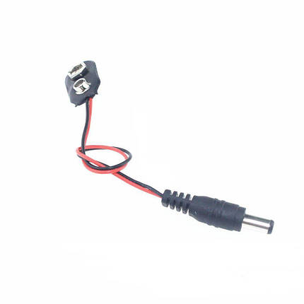 Тримач для 9В крона батареї з DC-роз'ємом 5.5×2.1 мм (I-подібний), фото 1