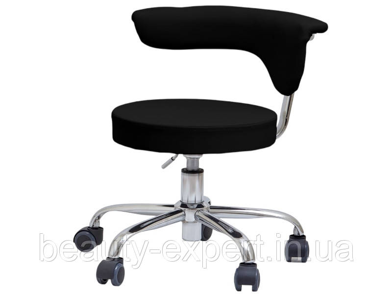 Стілець для педикюру низький зі спинкою ЧОРНИЙ з регулюванням висоти 36-43 см педикюрний для майстрів мод 325, фото 1