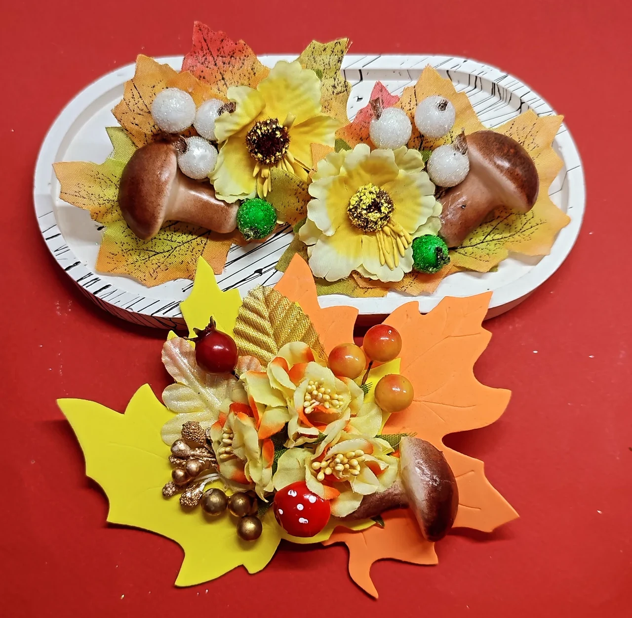 Набір осінніх прикрас на резиночках чи на заколках Осіння заколка Осенняя резинка Осенний Набор з листям, фото 1