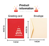 Листівка музична вітальня. 3D-кришка "З днем народження" тривимірний подарунок ручної роботи + конверт, фото 10