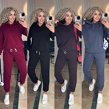 Жіночий спортивний костюм з двонитки худі і джогери (Норма та напівбатал)