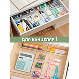 Набір з 16 прозорих пластикових лотків-органайзерів для зберігання косметики, канцелярії, фото 4