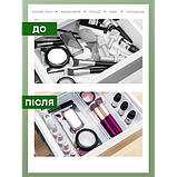 Набір з 16 прозорих пластикових лотків-органайзерів для зберігання косметики, канцелярії, фото 6