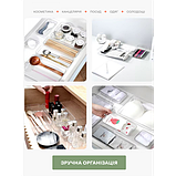 Набір з 16 прозорих пластикових лотків-органайзерів для зберігання косметики, канцелярії, фото 7