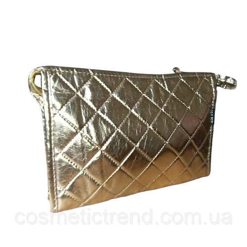 Косметичка жіноча стьобана універсальна золотиста Baoyun 25*17*6 см