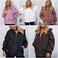 Жіноча вітровка з плащової тканини на блискавці батал: 48-50, 52-54, 56-58, 60-62 - чорний, молоко, капучино, фрез