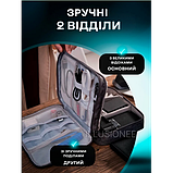 Дорожній 2-секційний органайзер 27х20х10 см для аксесуарів, зарядних пристроїв, дротів, кабелів сірий, фото 2