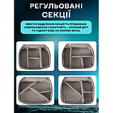 Дорожній 2-секційний органайзер 27х20х10 см для аксесуарів, зарядних пристроїв, дротів, кабелів сірий, фото 5